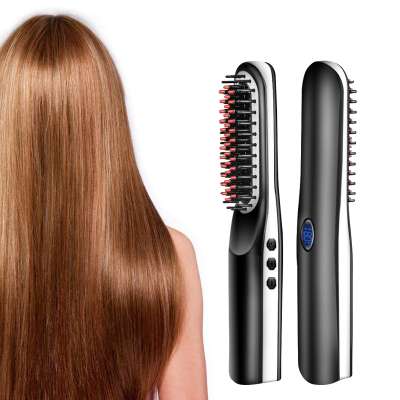 Top Seller 2 In 1 USB Rechargeable Wireless Hair Straightener New Professional Beard Straightener Men Private Label Flat Iron