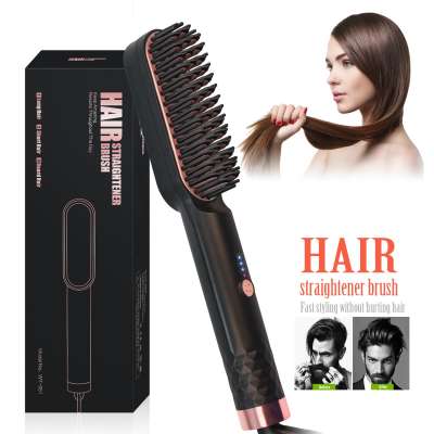 Private label good quality beard straighteners beard balm hair styling Men's quick styling beard combs Ionic hair straightener